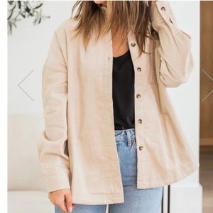 Daryl-Ann Denner X Pink Lily Jersey Lined Beige Cord Shacket